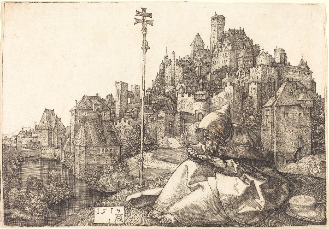 Saint Anthony Reading av Albrecht Dürer