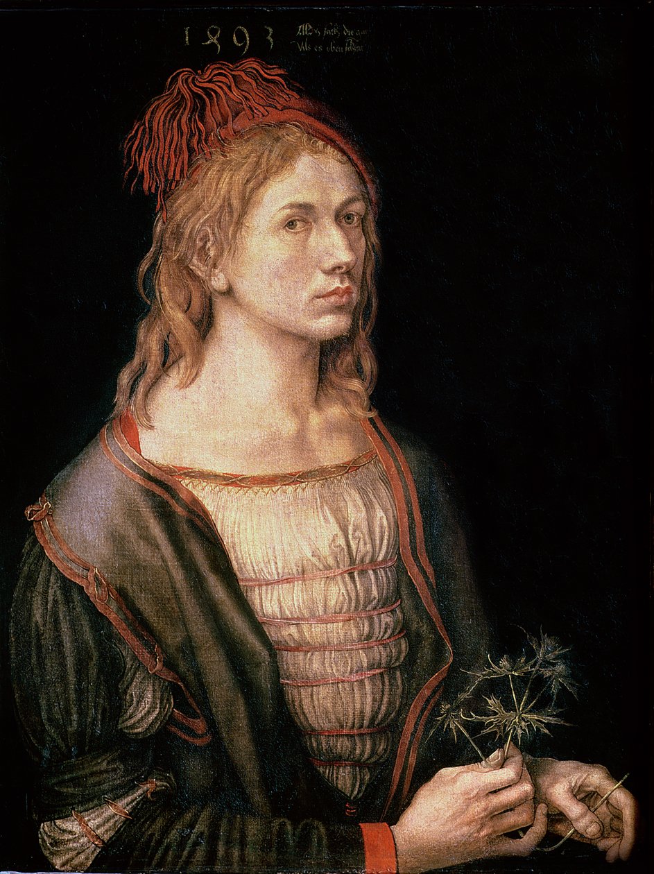 Självporträtt med en tistel, 1493 (olja på veläng) av Albrecht Dürer