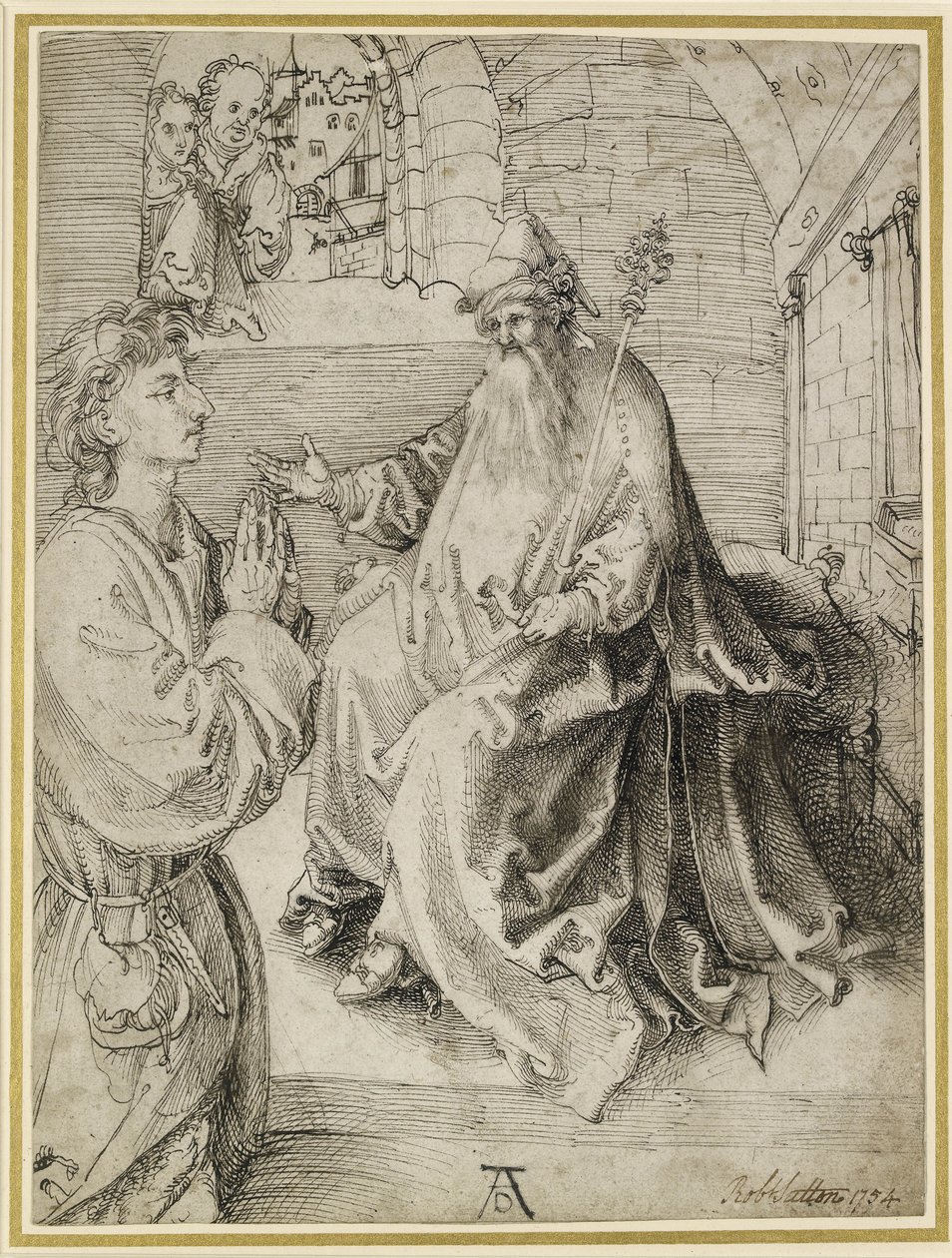Ungdom på knä inför en kraftfull, 1400-tal av Albrecht Dürer