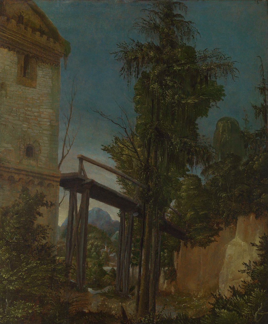 Landskap med en gångbro av Albrecht Altdorfer