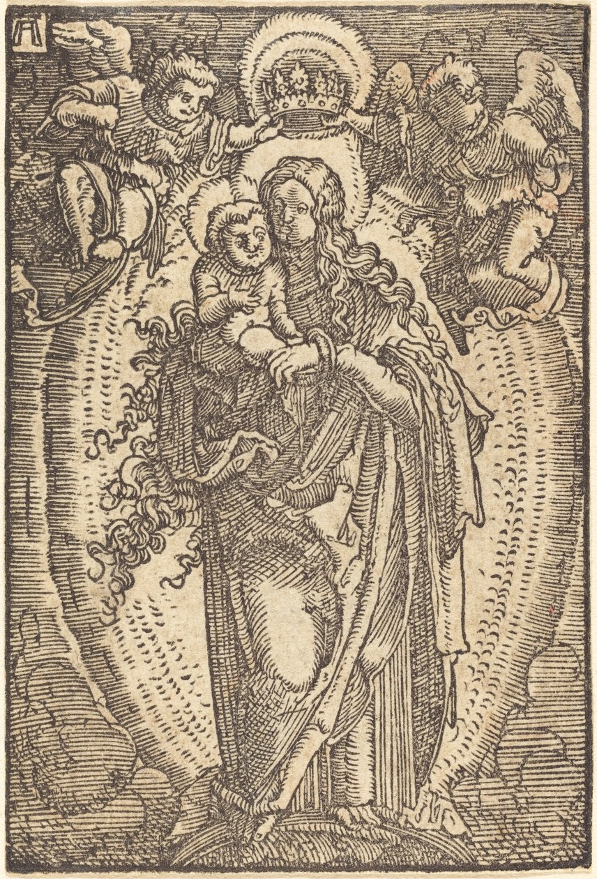 Jungfrun krönt av änglar av Albrecht Altdorfer