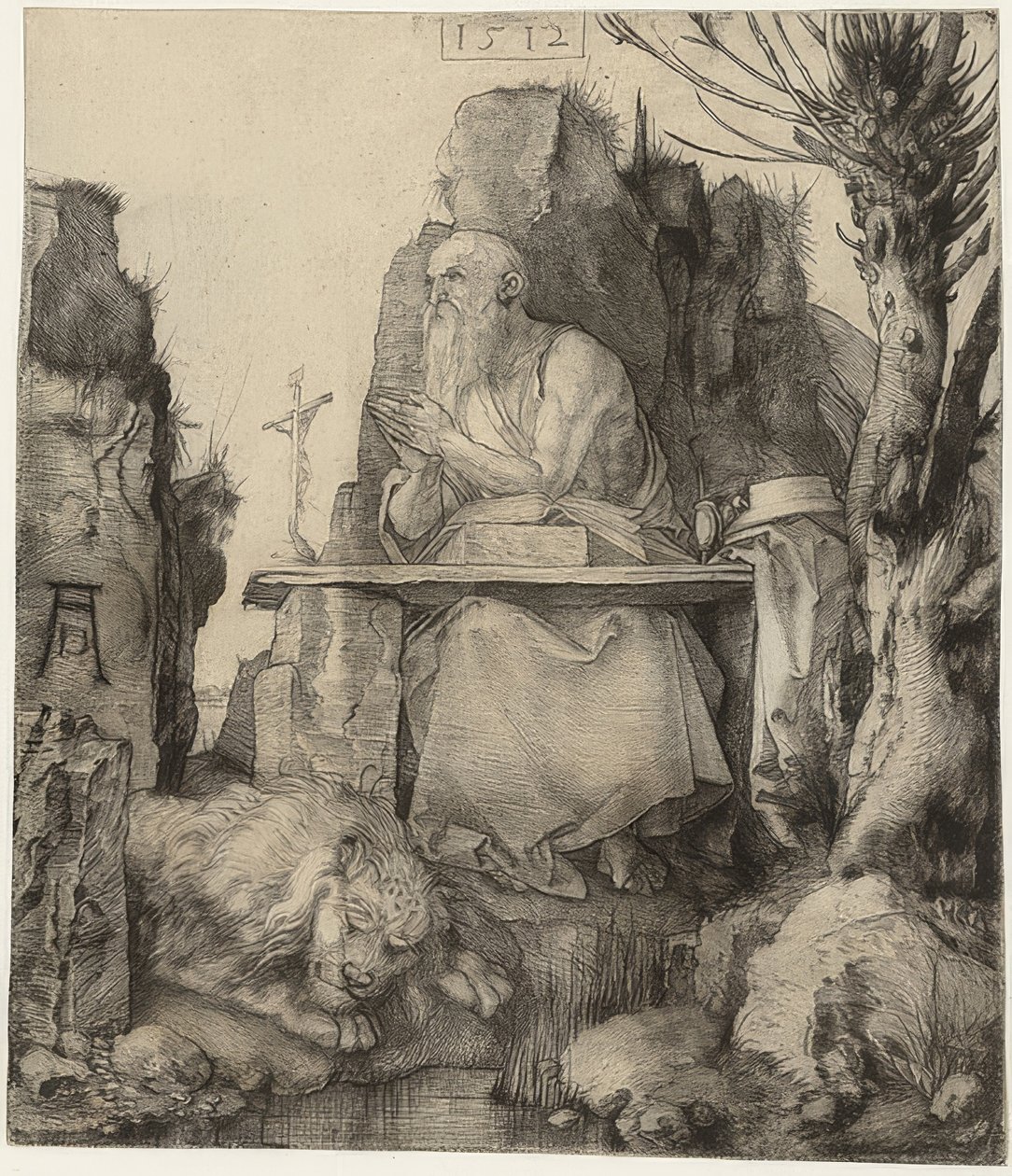 Saint Hieronymus bredvid pilen. 1512 av Albrecht Dürer
