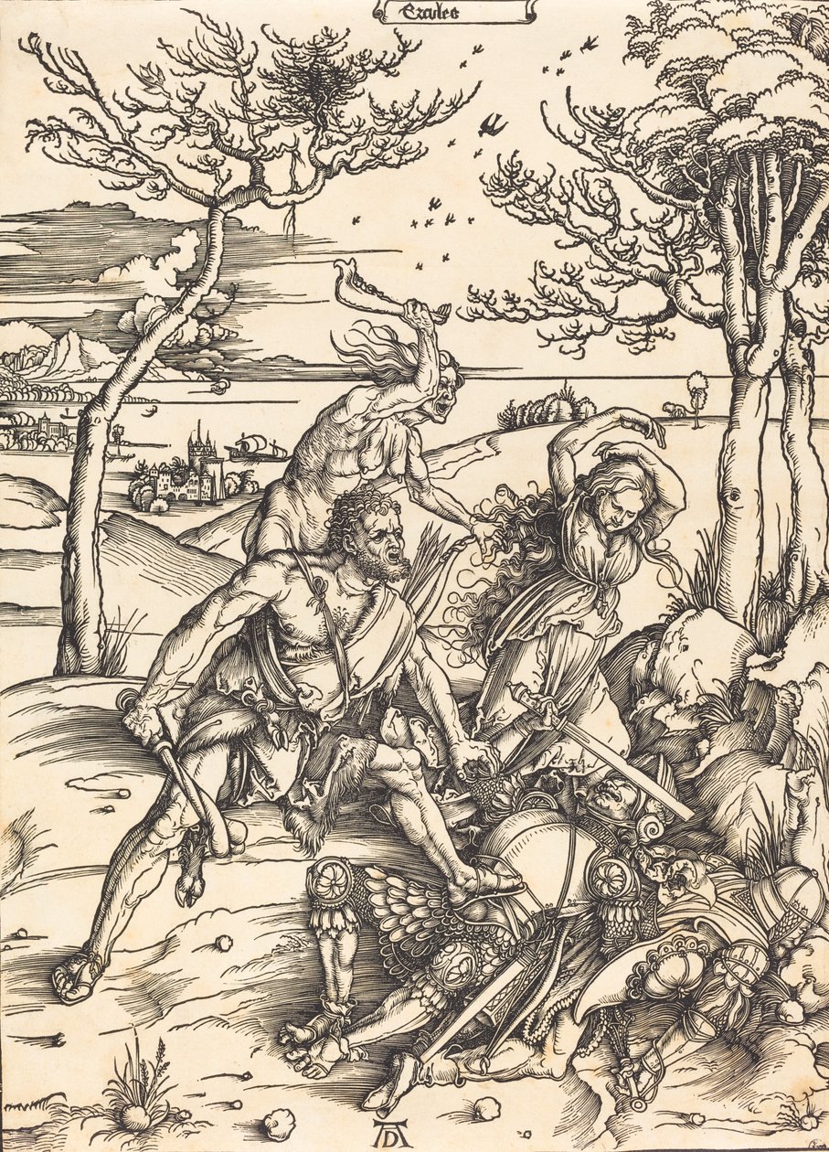 Hercules erövrar Cacus Hercules, ca. 1496 av Albrecht Dürer
