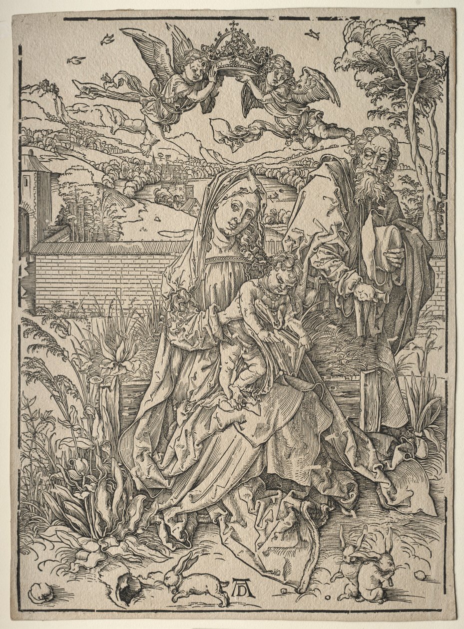 Helig familj med de tre hararna. av Albrecht Dürer