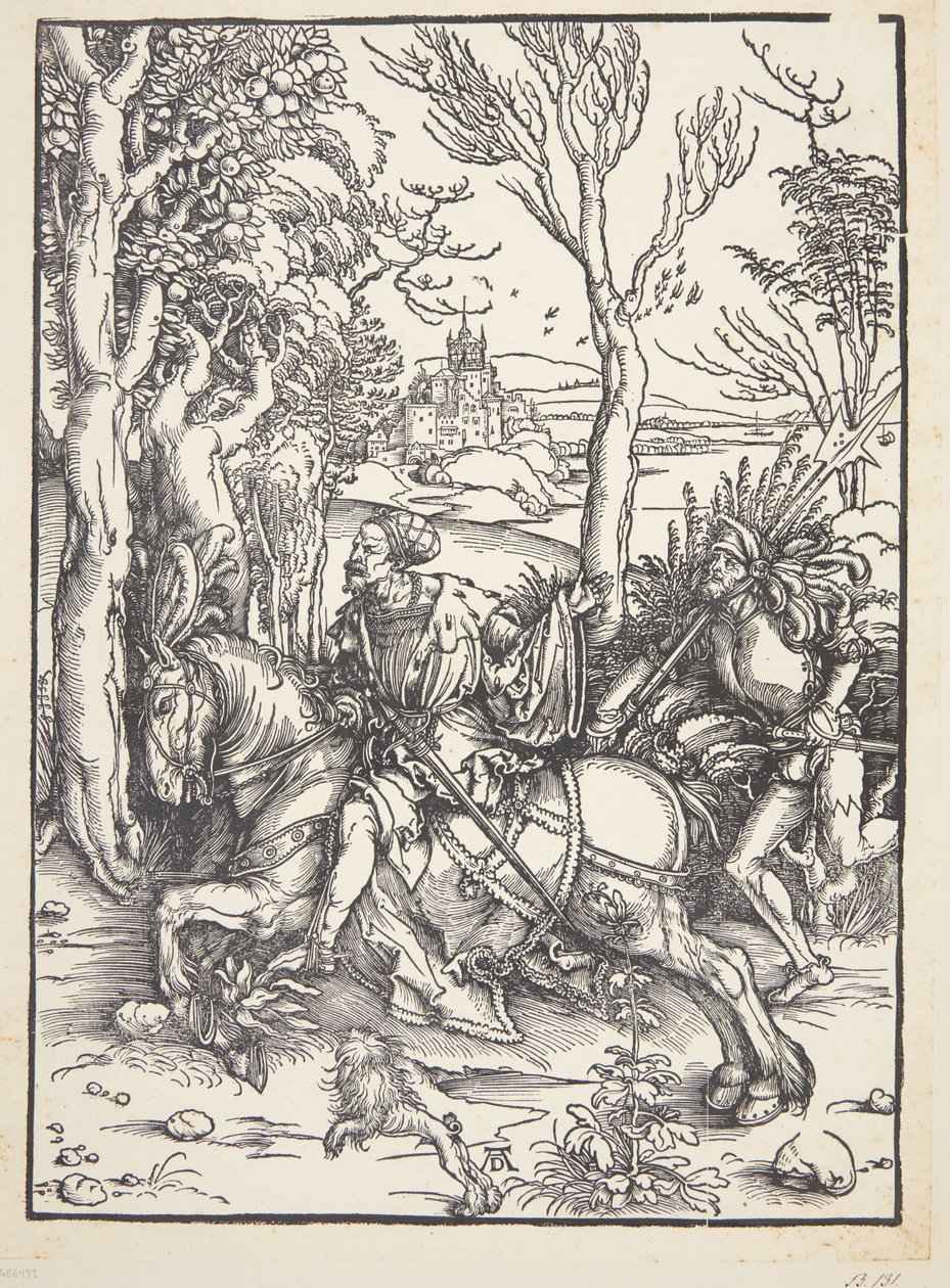 Riddare och lansquenet av Albrecht Dürer