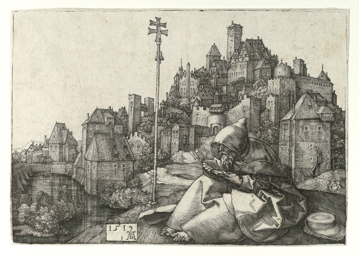 Saint Anthony läser. 1519 av Albrecht Dürer