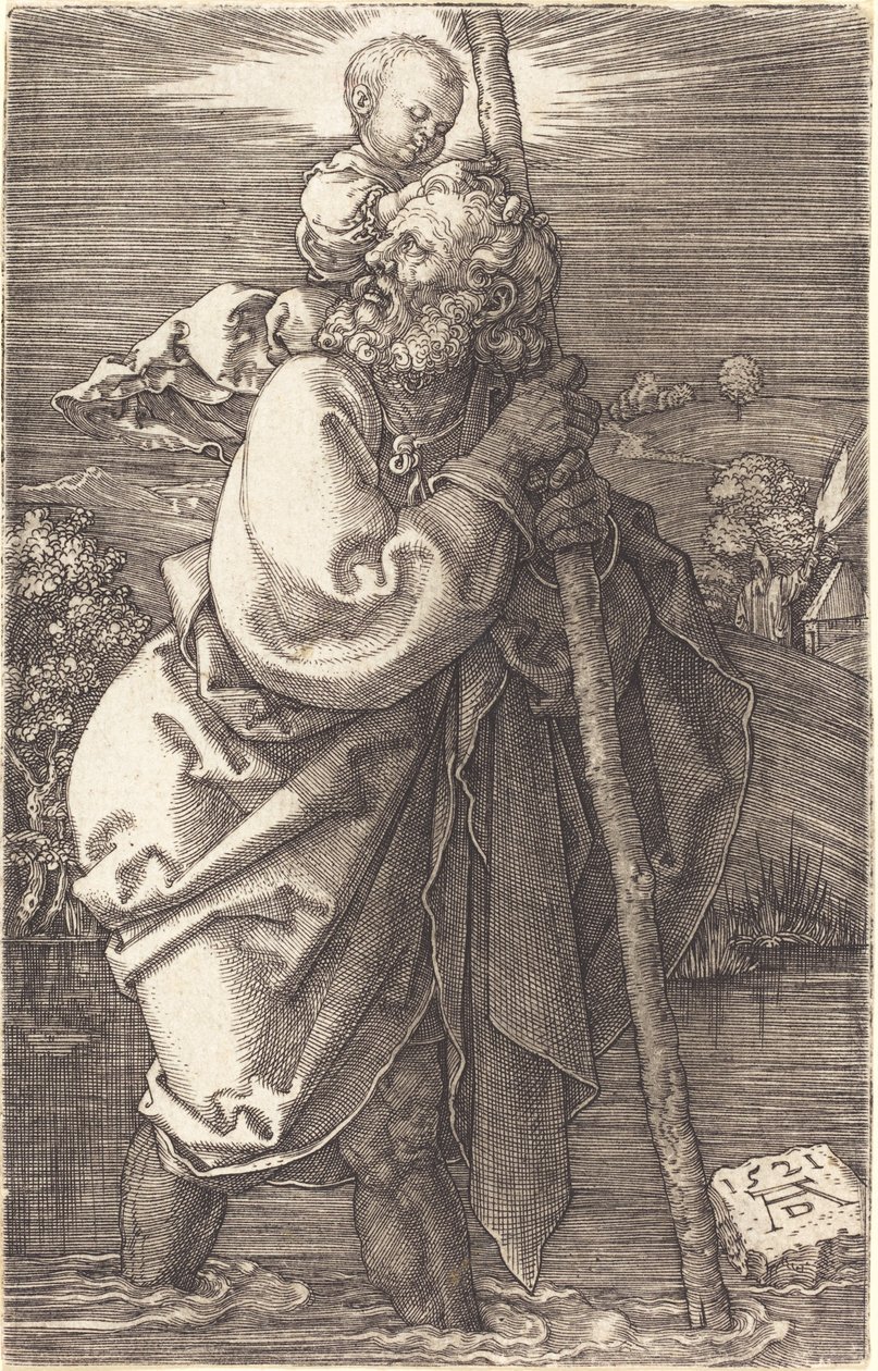Saint Christopher vänder sig till vänster av Albrecht Dürer