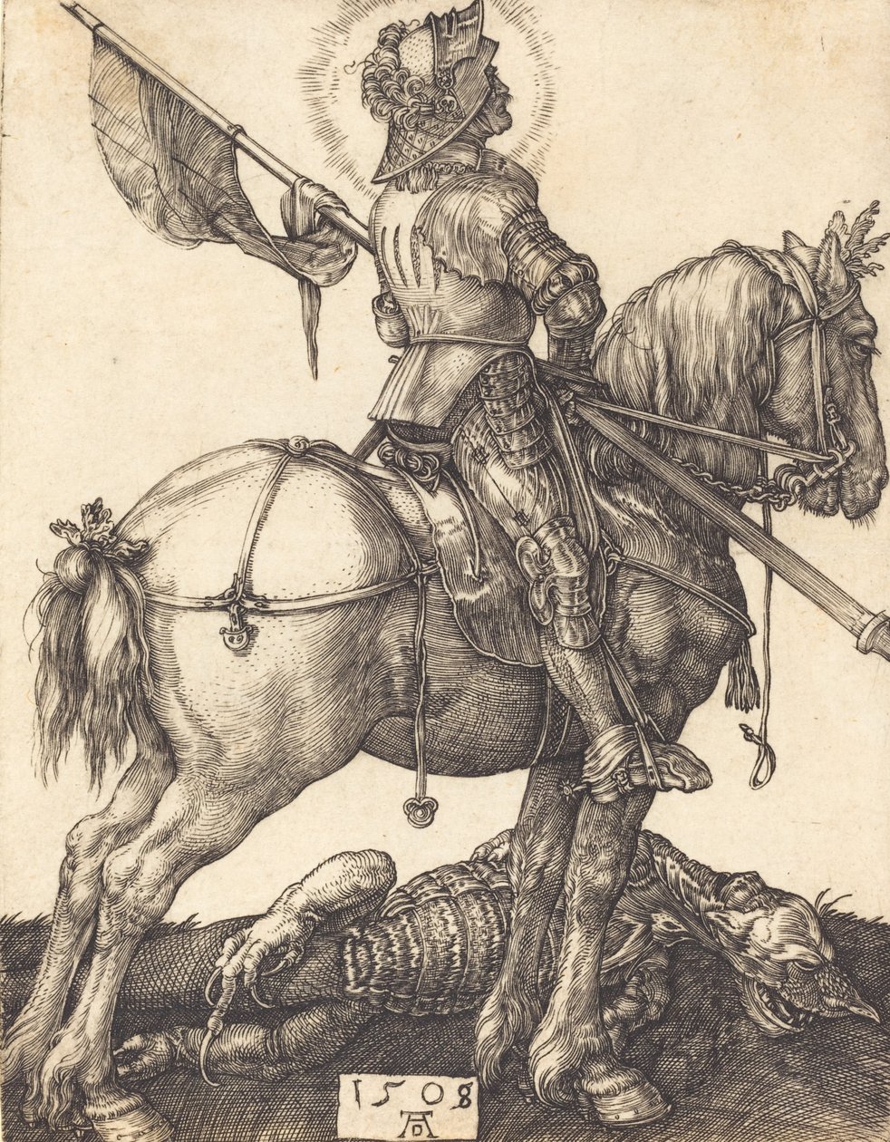 Sankt Georg till häst, 1508. av Albrecht Dürer