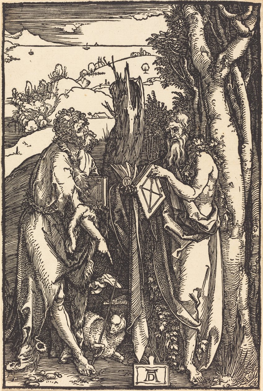 Sankt Johannes Döparen och Sankt Onuphrius av Albrecht Dürer