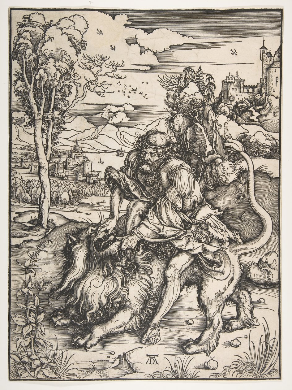 Simson Rending the Lion, ca. 1497-98. av Albrecht Dürer