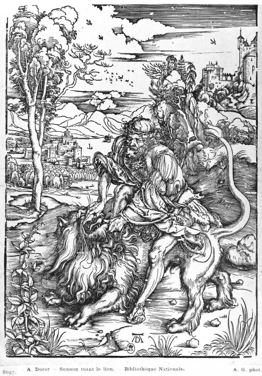 Simson dräpar lejonet, c.1496-98 av Albrecht Dürer