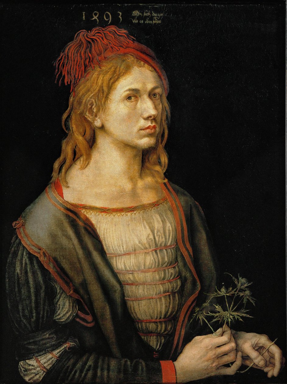 Självporträtt med en tistel av Albrecht Dürer
