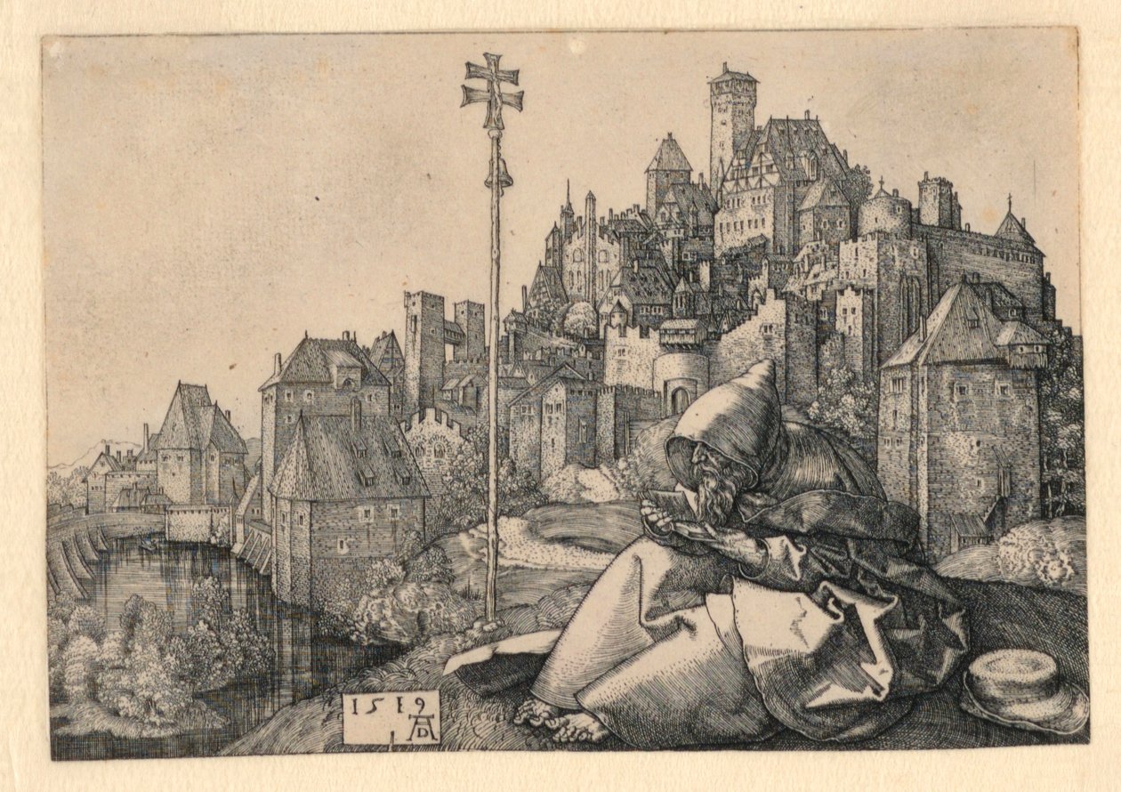 St Anthony Reading av Albrecht Dürer