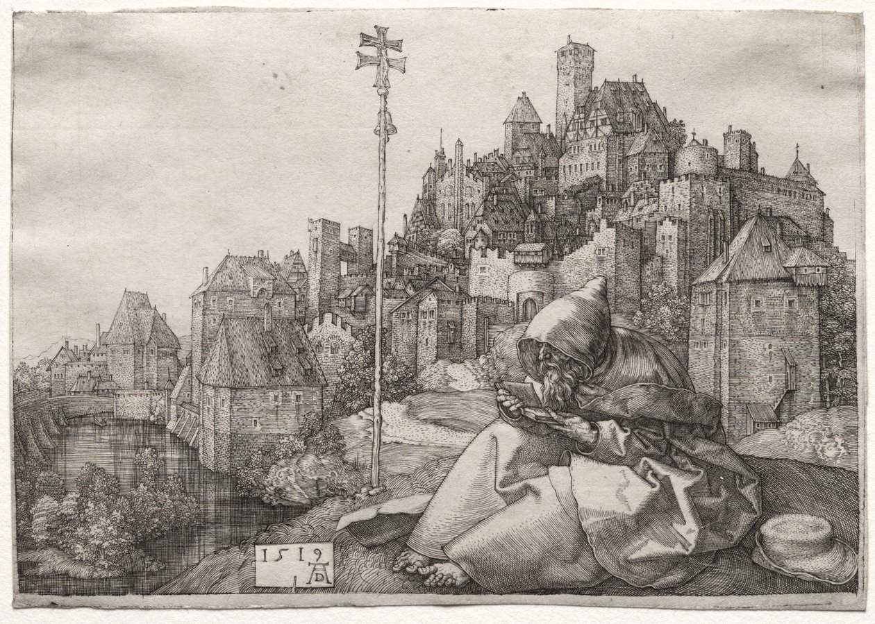St Anthony Reading av Albrecht Dürer