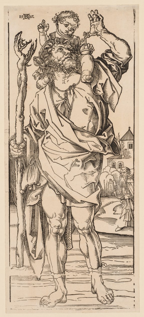 St. Christopher korsar strömmen, 1528. av Albrecht Dürer