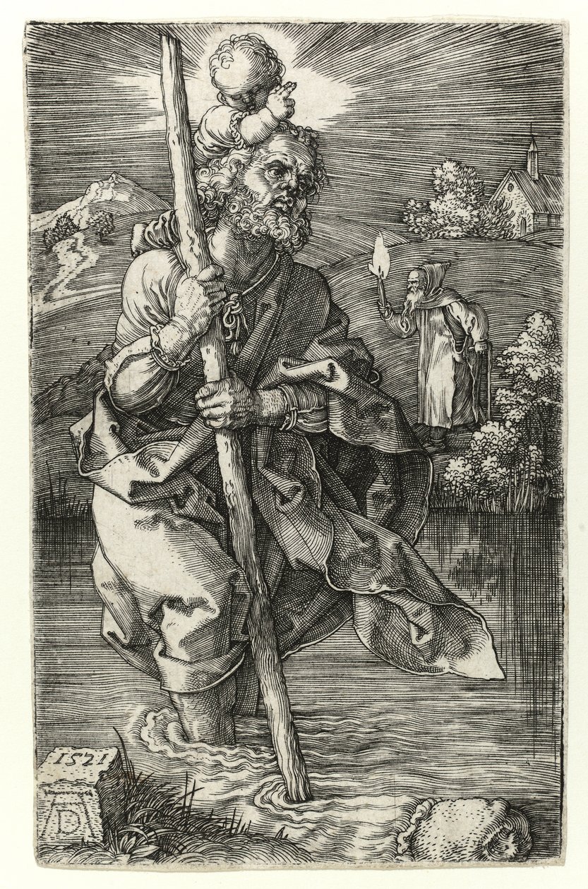 St Christopher mot höger, 1521 av Albrecht Dürer