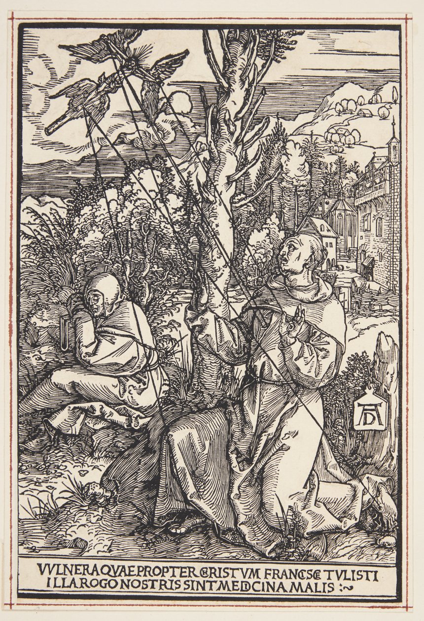 St Francis tar emot stigmata av Albrecht Dürer