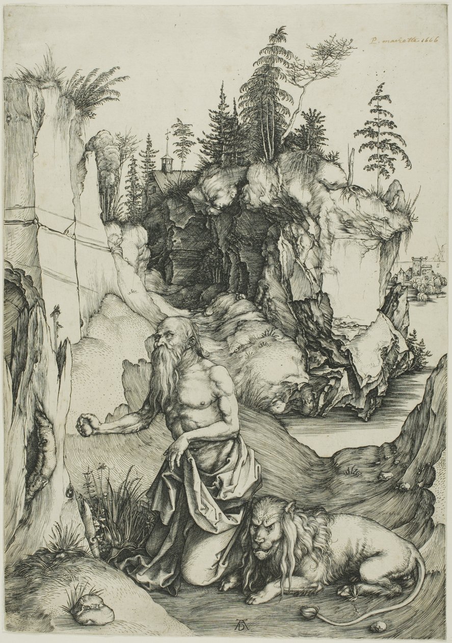 St. Jerome Penitent i vildmarken av Albrecht Dürer