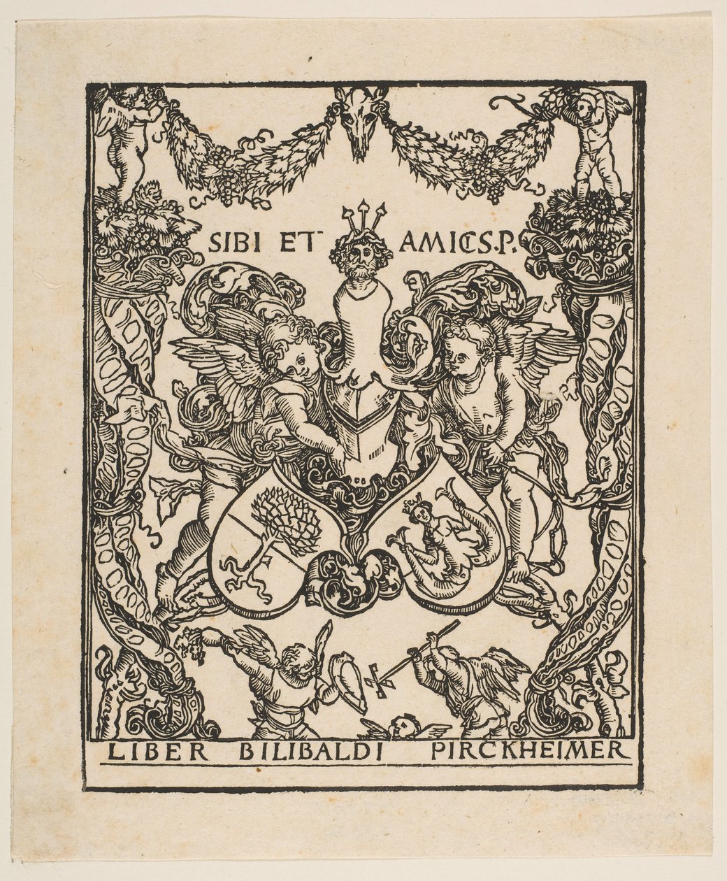 The Bookplate of Willibald Pirckheimer.n.d. av Albrecht Dürer