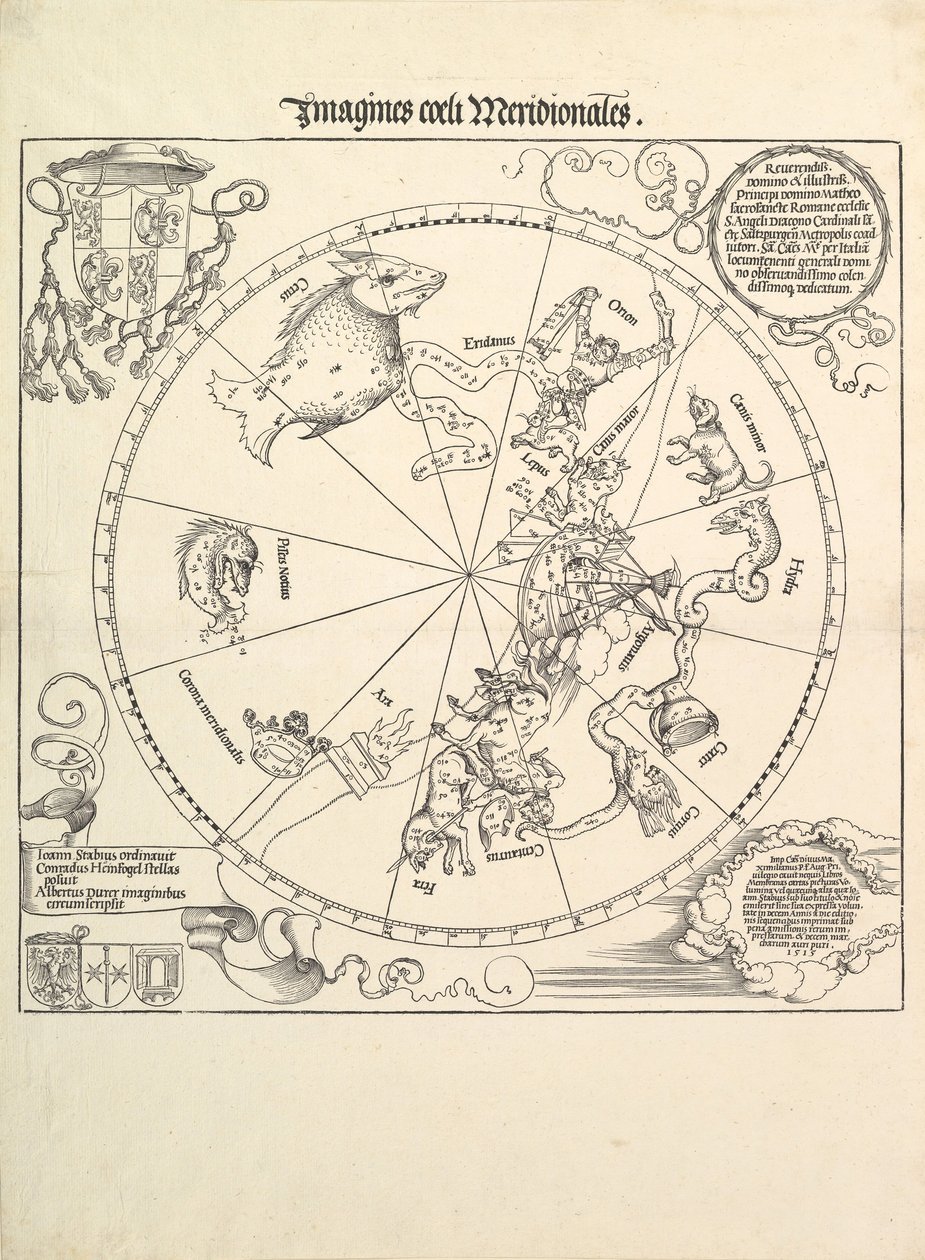 Himmelklotet-södra halvklotet, 1515. av Albrecht Dürer