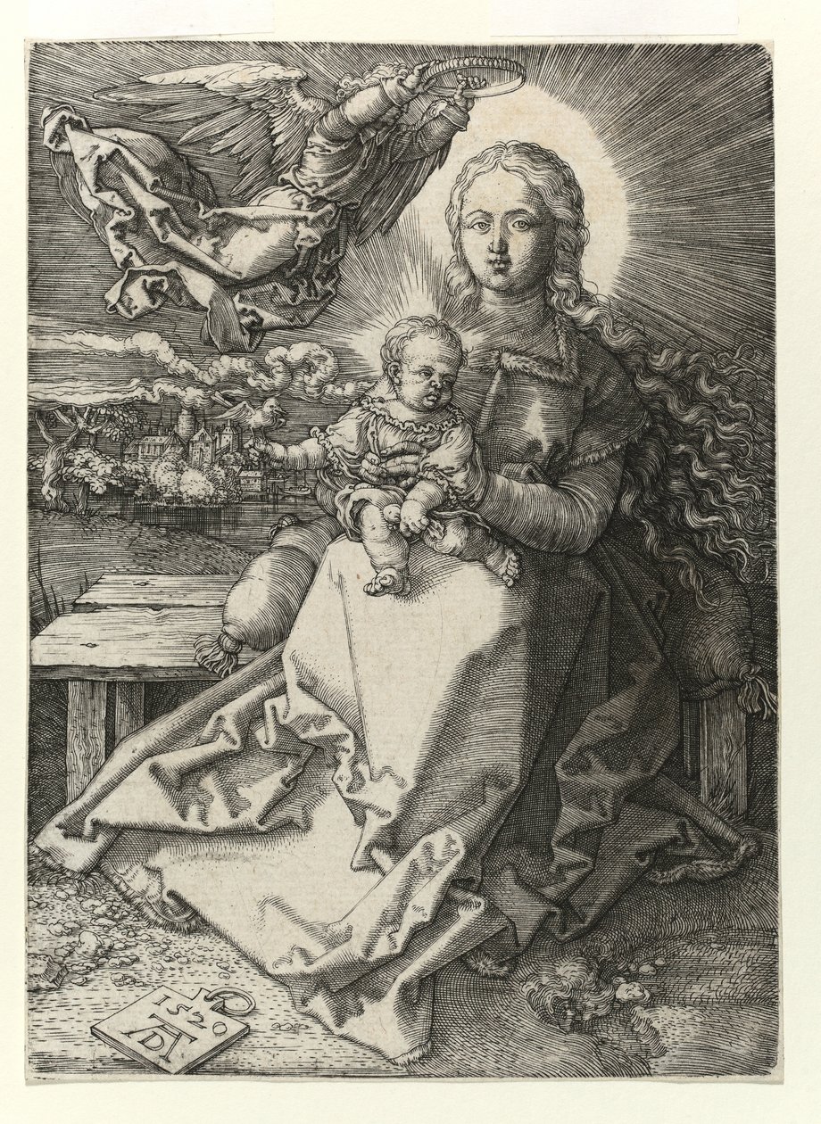 Madonnan krönt av en ängel, 1520 av Albrecht Dürer