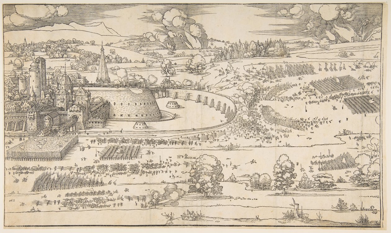 Belägringen av en fästning.n.d. av Albrecht Dürer