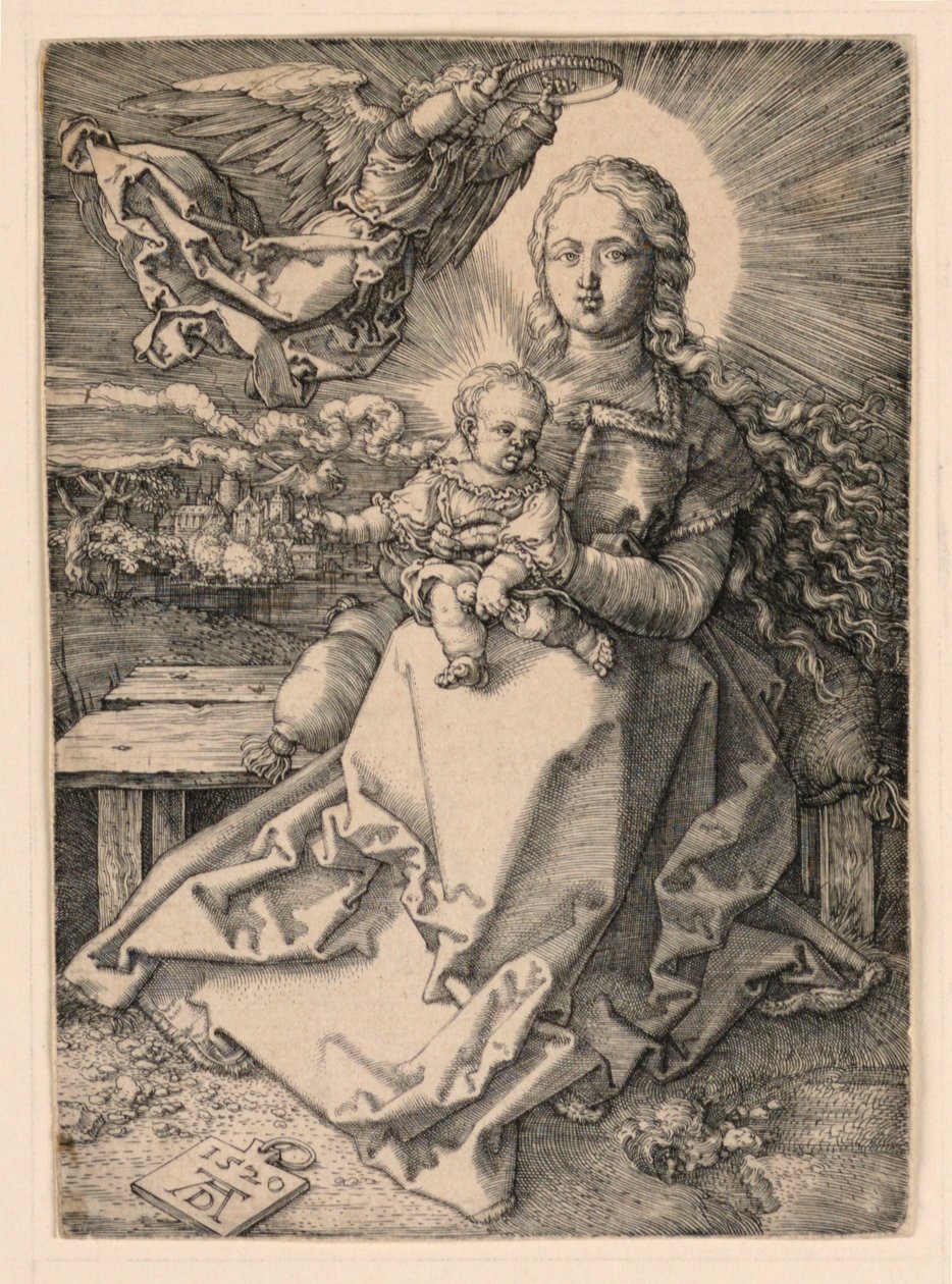 Jungfrun krönt av en ängel av Albrecht Dürer
