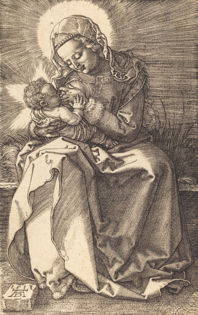 Jungfrun vårdar barnet, 1519. av Albrecht Dürer