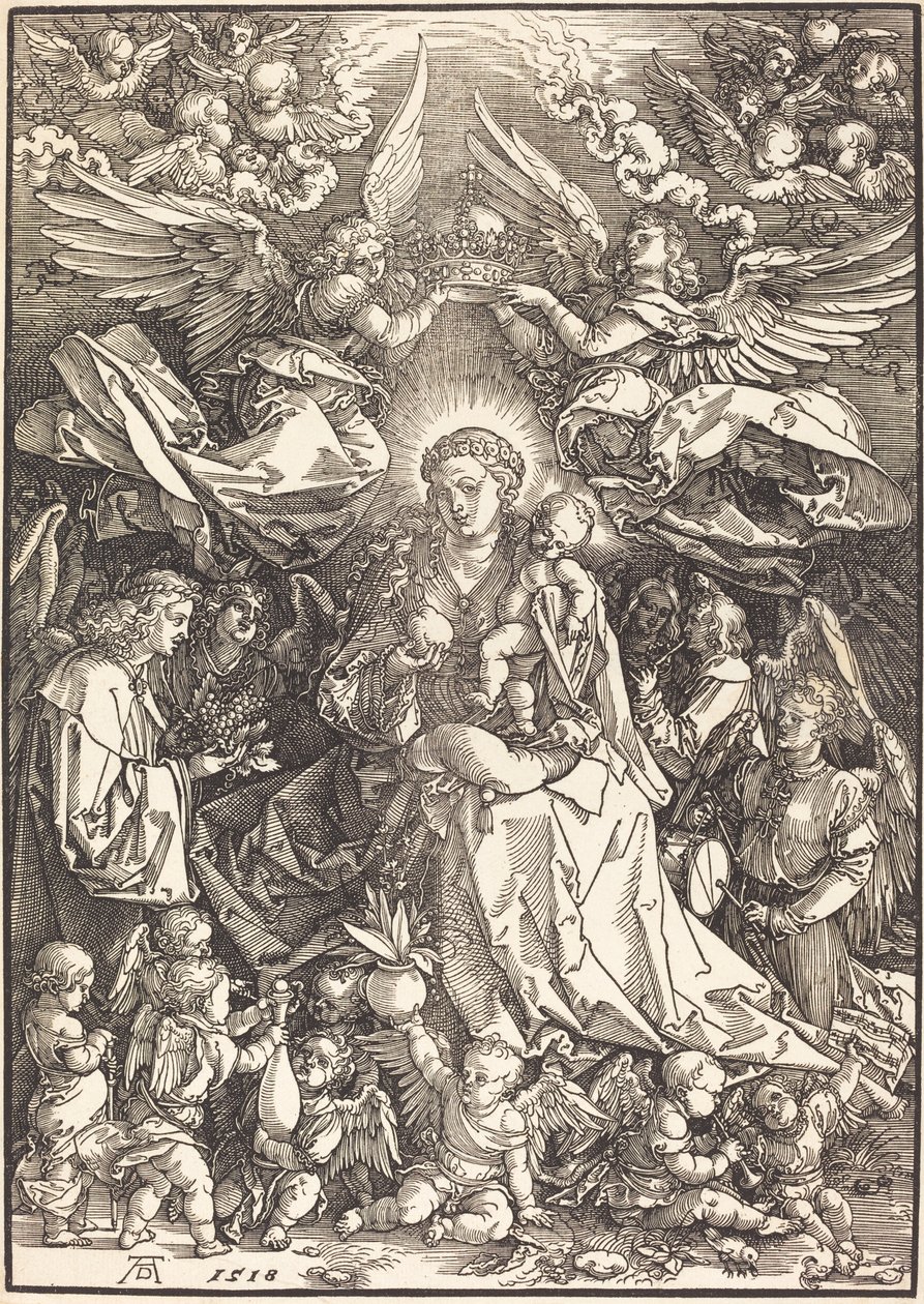 Jungfrun omgiven av många änglar av Albrecht Dürer