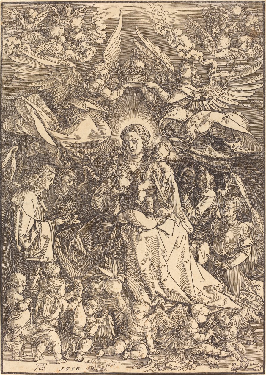 Jungfrun omgiven av många änglar av Albrecht Dürer