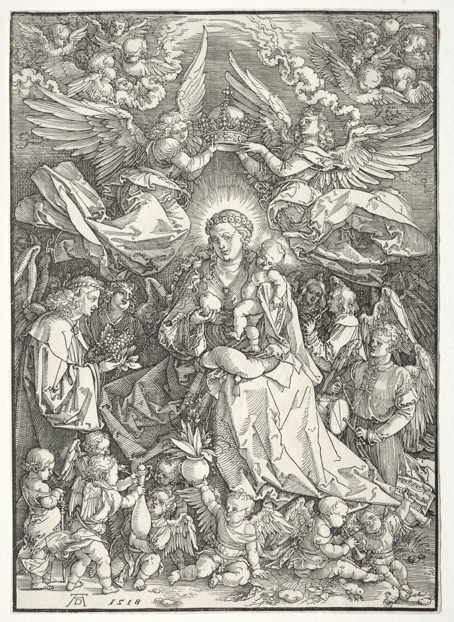 Jungfrun omgiven av många änglar av Albrecht Dürer