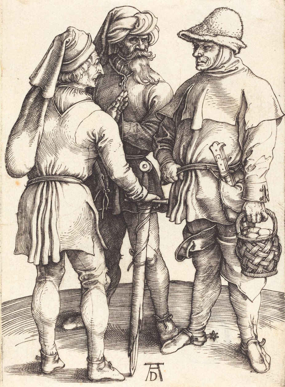 Tre bönder i samtal, ca. 1497. av Albrecht Dürer