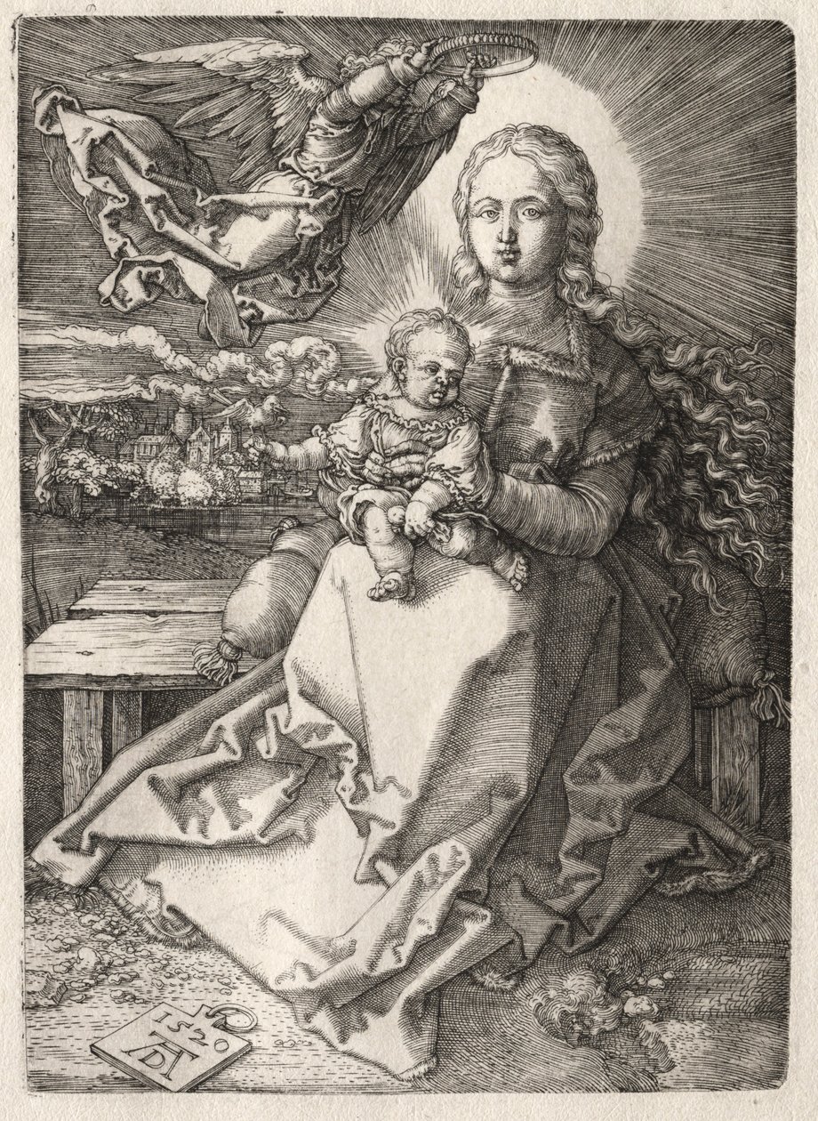 Jungfru krönt av en ängel, 1520. av Albrecht Dürer