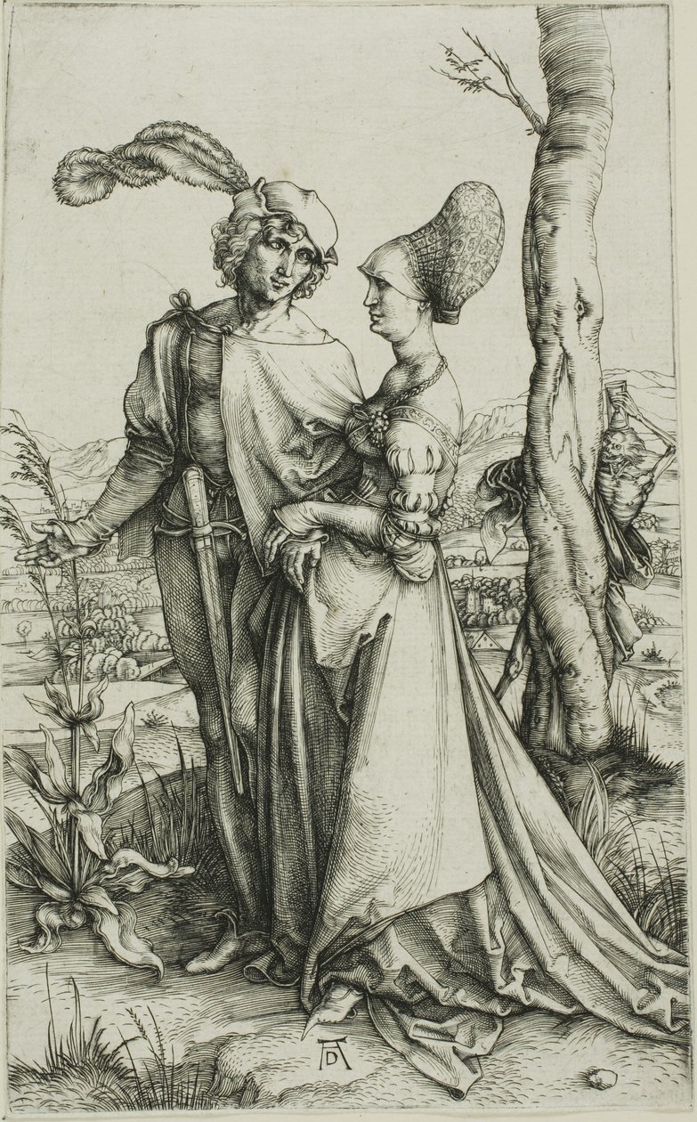 Ungt par hotas av döden (Promenade) av Albrecht Dürer