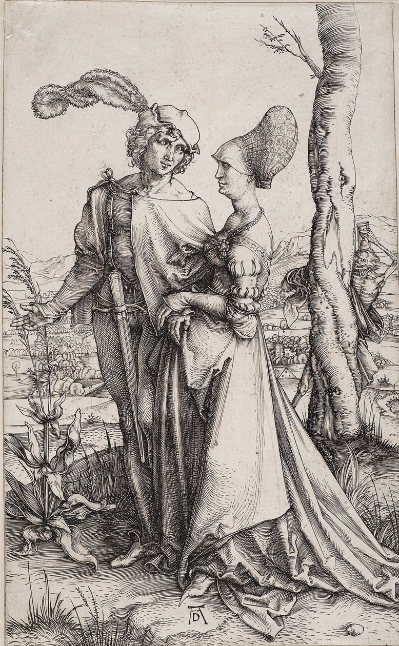 Ungt par hotas av döden Promenade av Albrecht Dürer