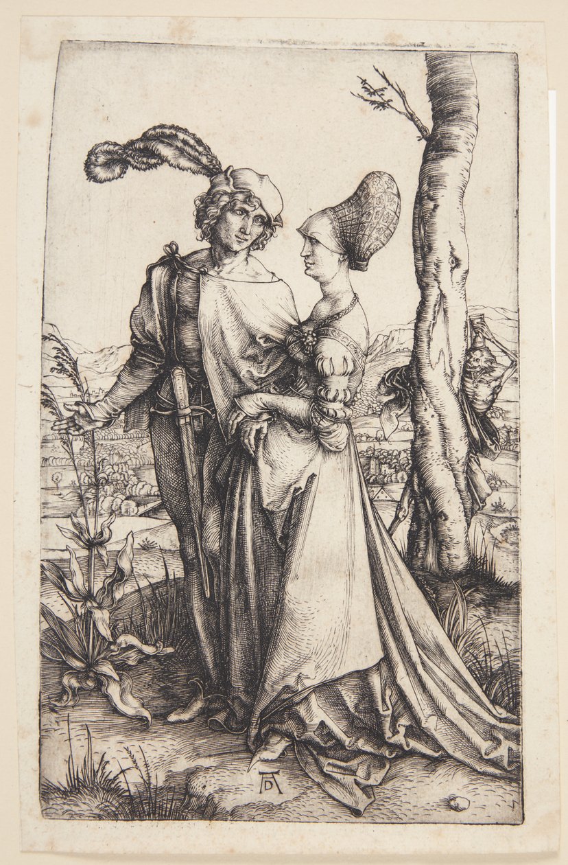 Ungt par hotas av livet av Albrecht Dürer