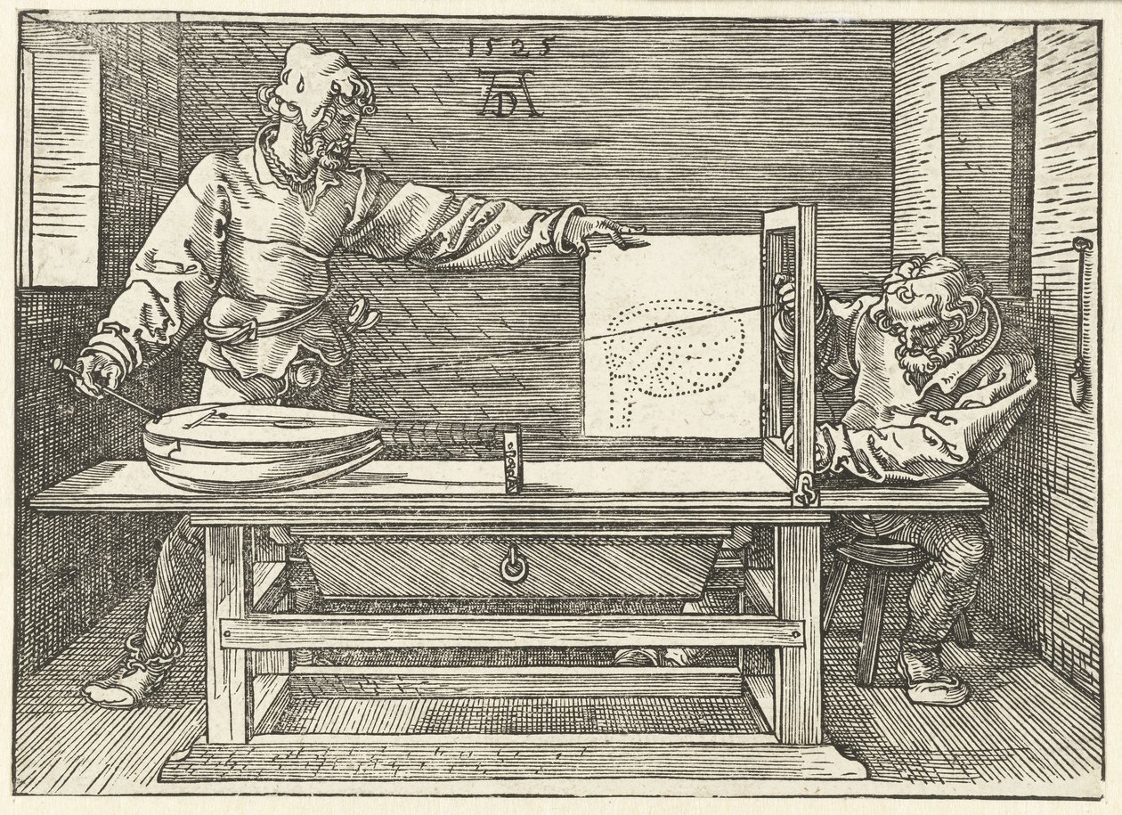 Konstnär som ritar en luta av Albrecht Dürer or Duerer