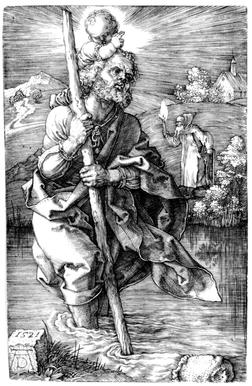 Saint Christopher vänder åt höger av Albrecht Dürer