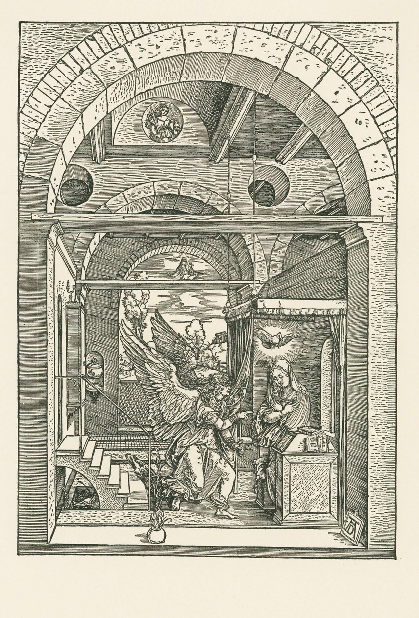 Bebådelsen, ca 1503 (träsnitt) av Albrecht Dürer or Duerer