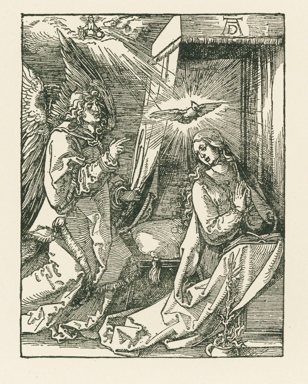Bebådelsen, ca 1510 (träsnitt) av Albrecht Dürer or Duerer