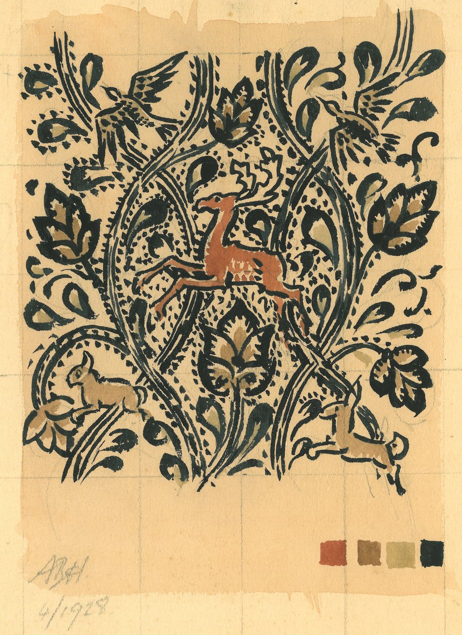 Wood Life, april 1928 (gouache på papper) av Alec Hunter