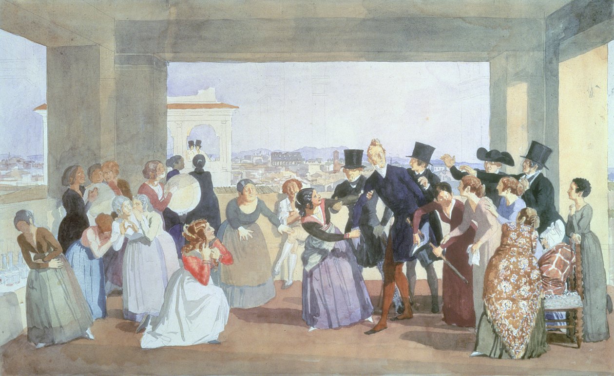 Oktoberfirande i Rom, 1842 (wc på papper) av Aleksander Ivanov