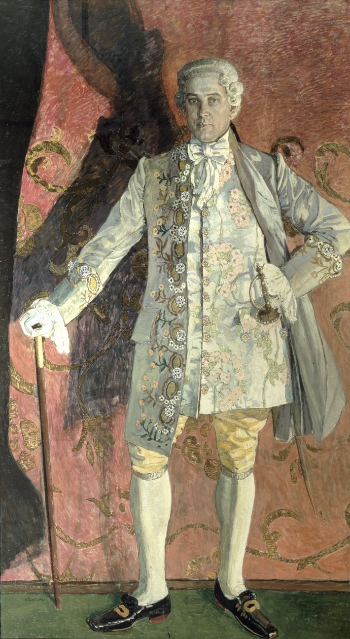 Porträtt av Dmitrij Smirnov som Chevalier des Grieux i Jules Massenets (1842-1912) opera 