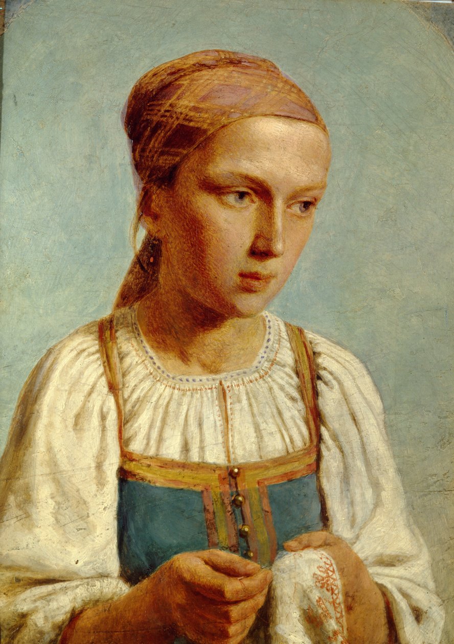 Broderi Country Girl, 1843 av Aleksei Gavrilovich Venetsianov