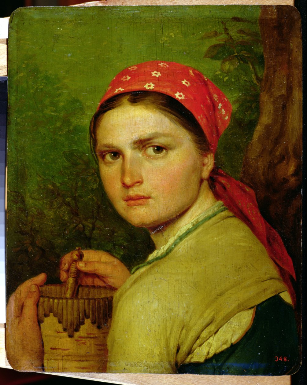 Flicka med en burkbark, c.1824 av Aleksei Gavrilovich Venetsianov