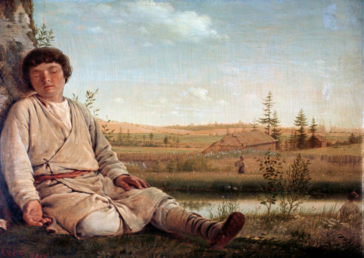 Sovande herde, av Aleksey Venetsianov (1780-1847) av Aleksei Gavrilovich Venetsianov