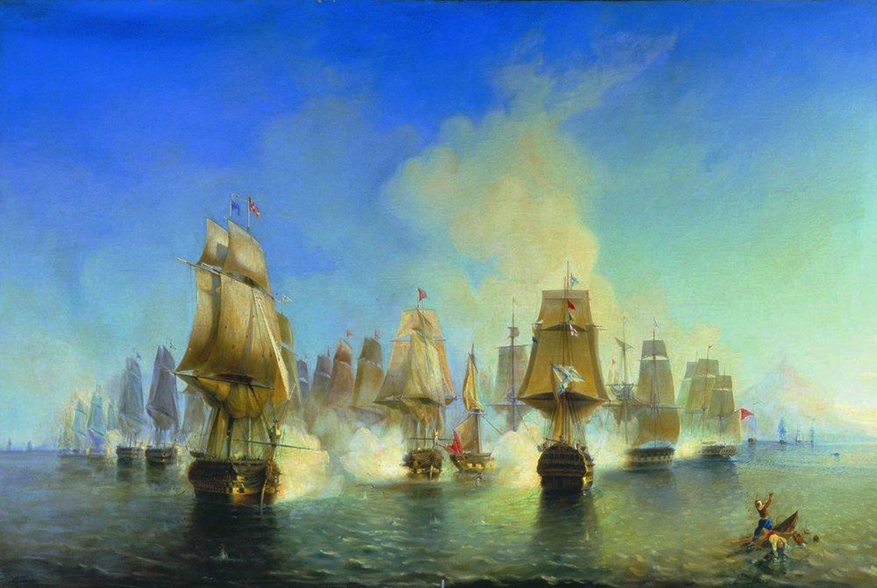 Sjöslaget vid Athos av Aleksei Petrovich Bogolyubov