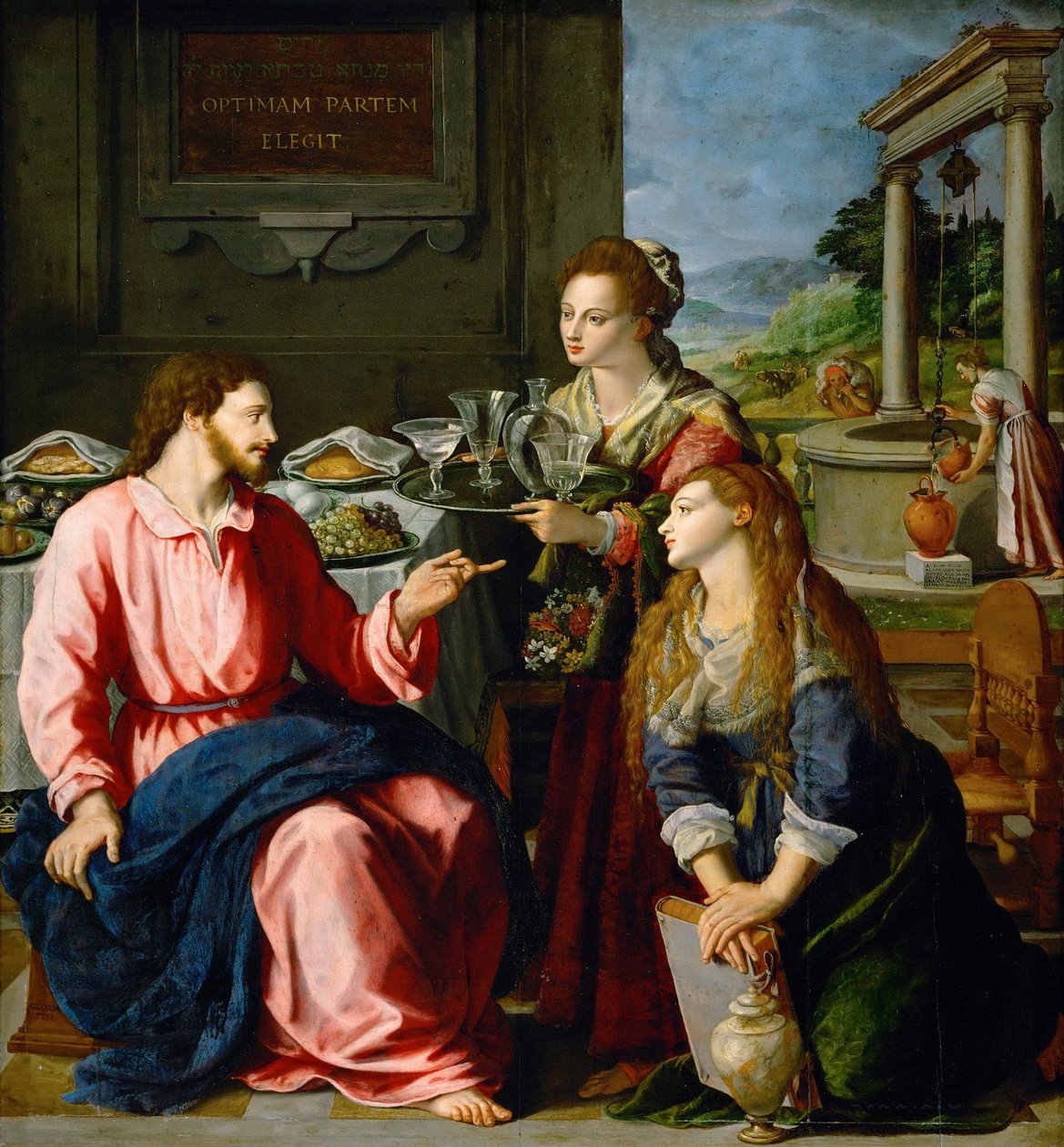 Christus bei Maria und Martha av Alessandro Allori