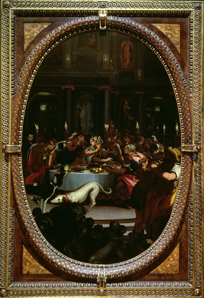 Cleopatras bankett, 1572 (skiffer) av Alessandro Allori
