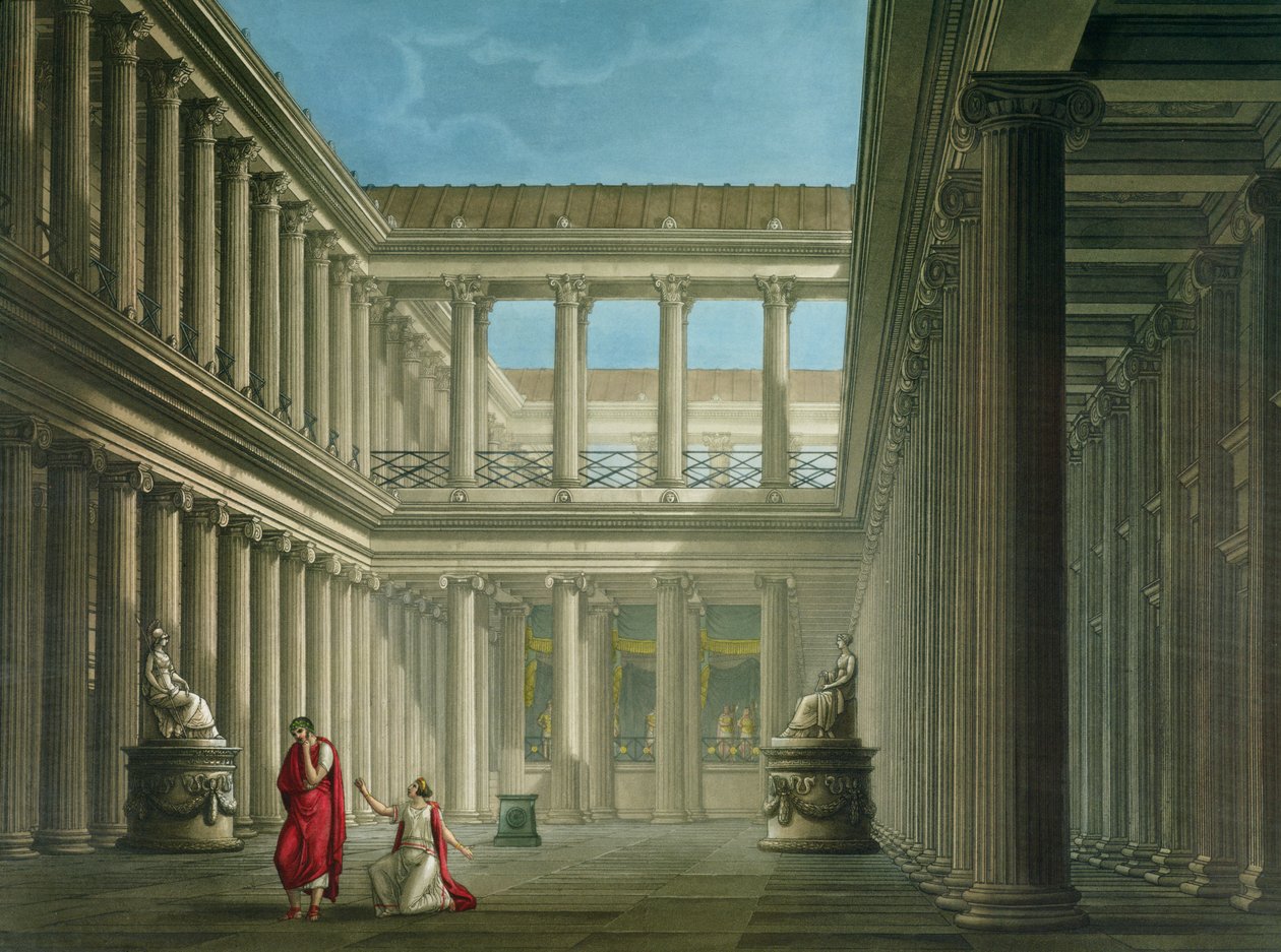 Interiören i basilikan i Pompeji, design för operan "Pompejis sista dag", 1827 av Alessandro Sanquirico